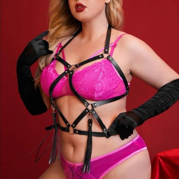 PU Leather Tassel Harness Plus Size 1XL - Picture 2 of 4